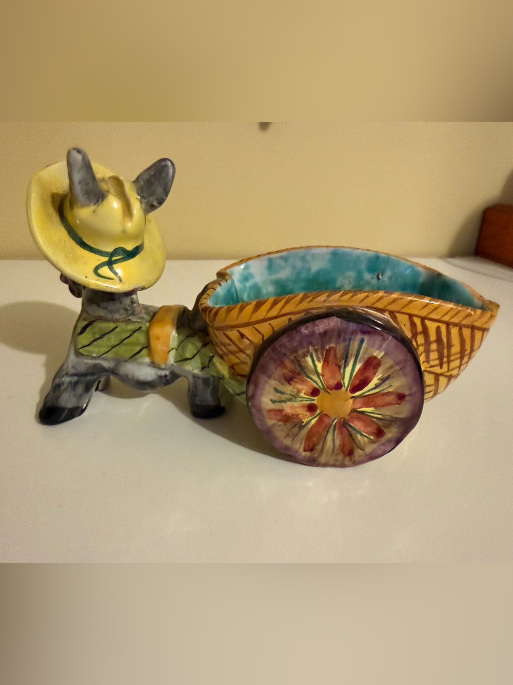 Vintage 1960s Italian Ceramic Donkey Cart - Picture 2 of 3